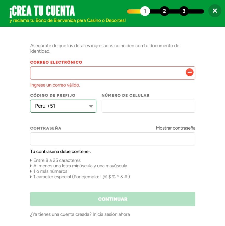 Inkabet Casino registrarse.